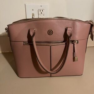 Pink Leather Anne Klein Tote Bag